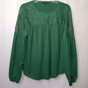 ZAC & RACHEL SEMI LACE FLORAL PRINT BLOUSE